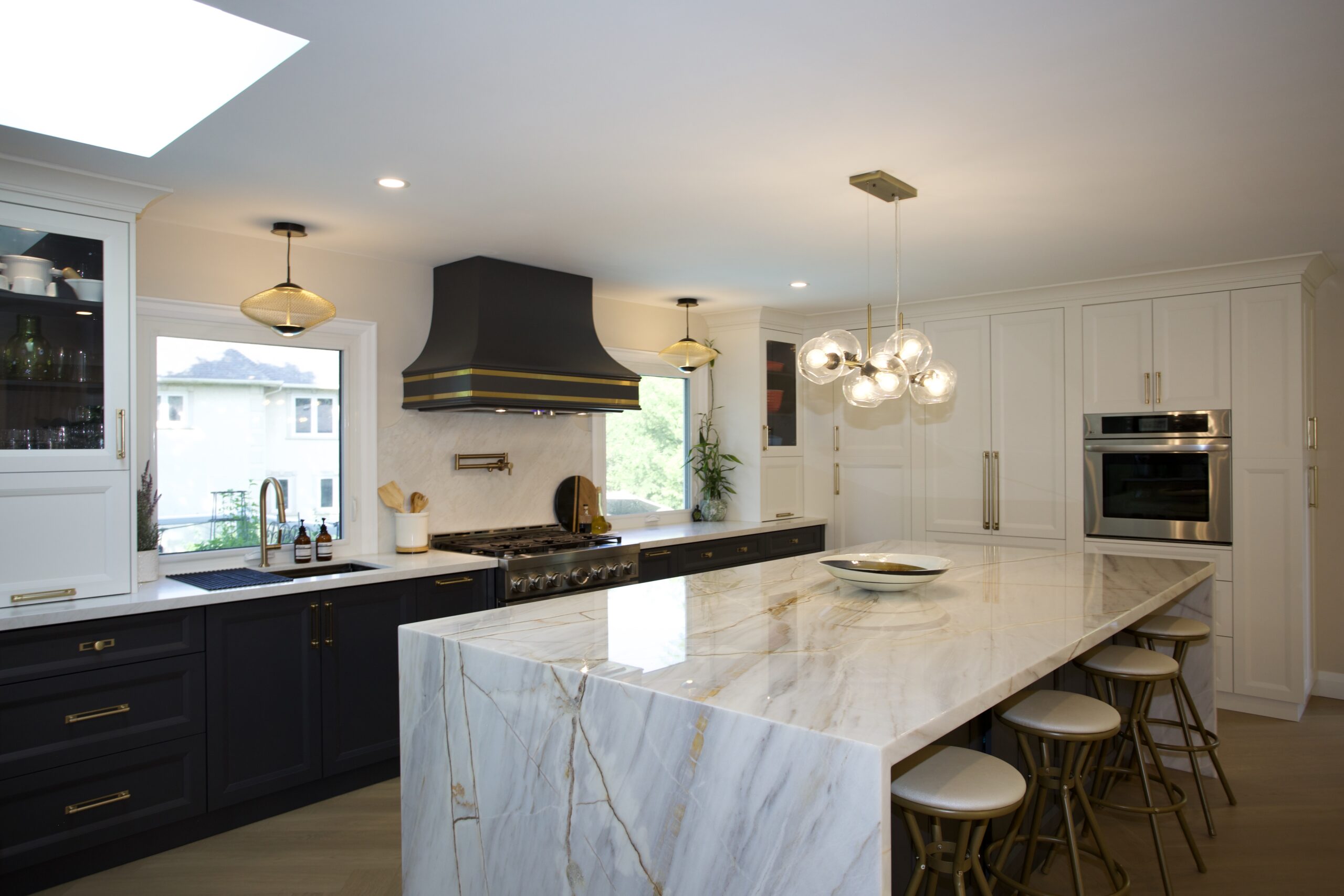 Charcoal and white large kitchen